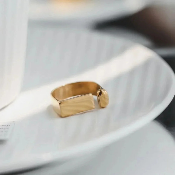 Minimalist 925 Sterling Silver Chunky Bar Ring Geometric Rectangle Ring - Picture 7 of 7